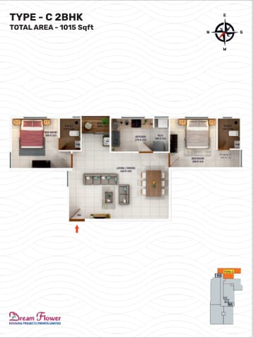 Aurelius Type C 2 BHK 1015 sqft
