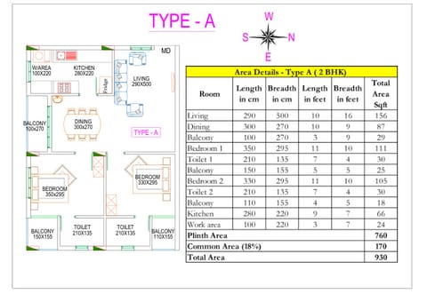 Vivaldi 3 BHK Floor Plan