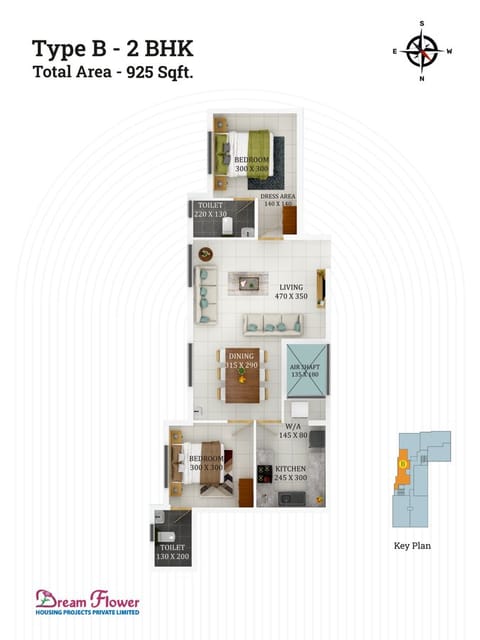 Leyenda 2 BHK 925 Floor Plan
